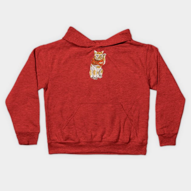 TITILEIN Lucky Cat Drawing Kids Hoodie by TITILEIN